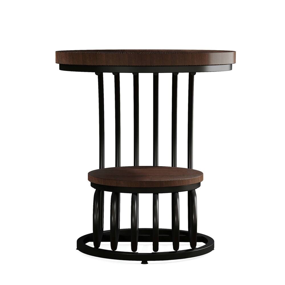 Left. Kadyn - Kadyn Sofa Side End Table, Round Couch Table, 2 Tiers Faux Marble Side Table with Storage Shelf,Rustic Brown - Brown.