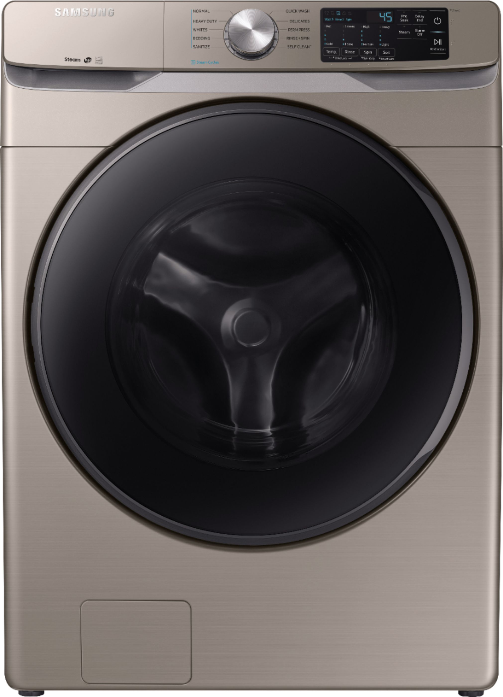 Samsung - 4.5 cu. ft. High Efficiency Stackable Front Load Washer with Steam - Champagne