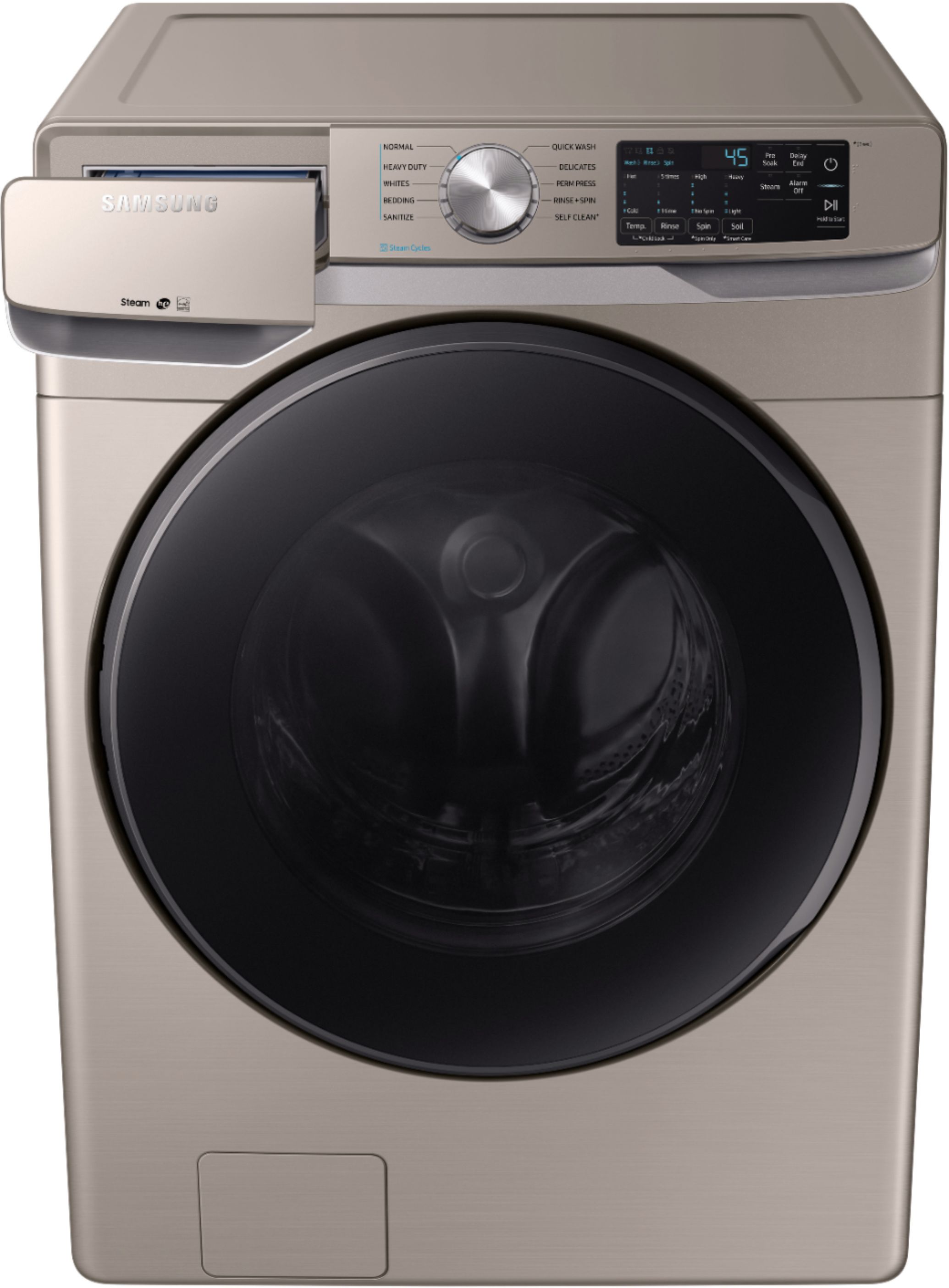 Samsung 4.5-cu ft High Efficiency Stackable Steam Cycle Smart Front-Load  Washer (Champagne) ENERGY STAR in the Front-Load Washers department at