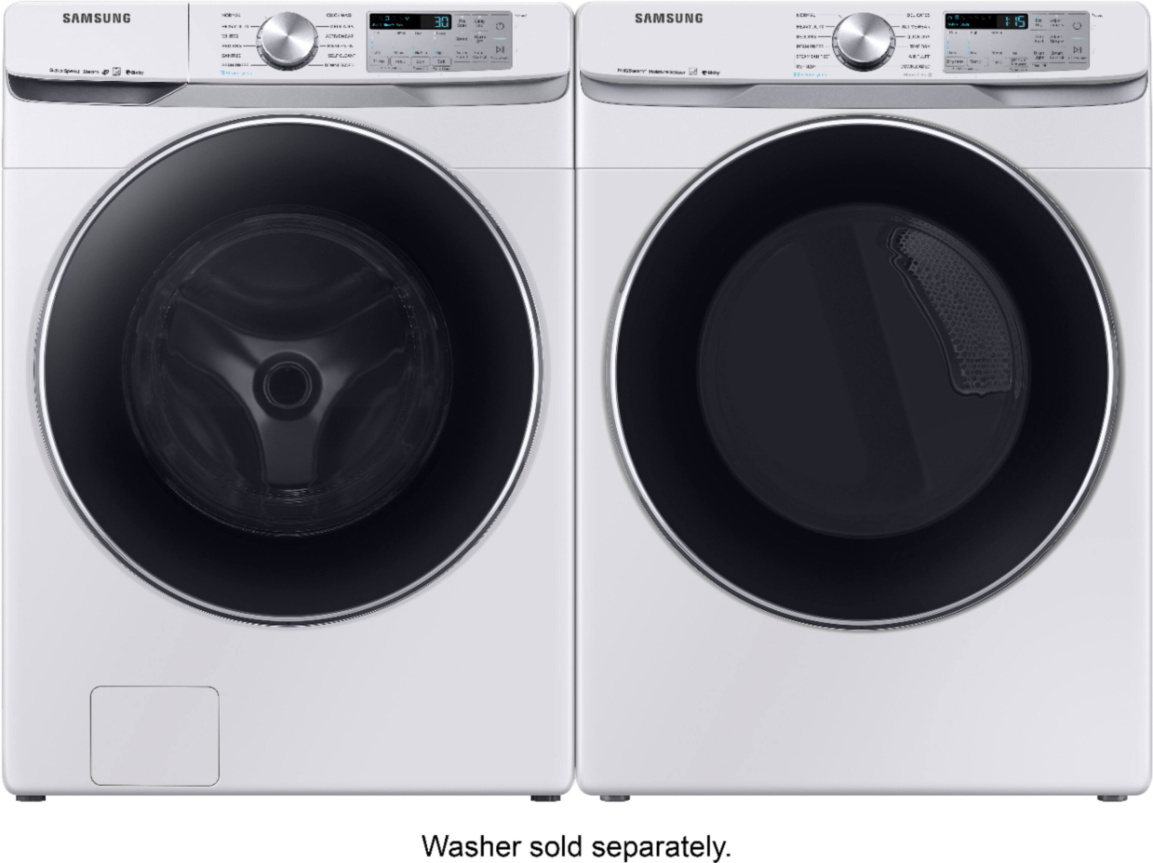 Alt View 20. Samsung - 7.5 Cu. Ft. Stackable Smart Gas Dryer with Steam and Sensor Dry - White.