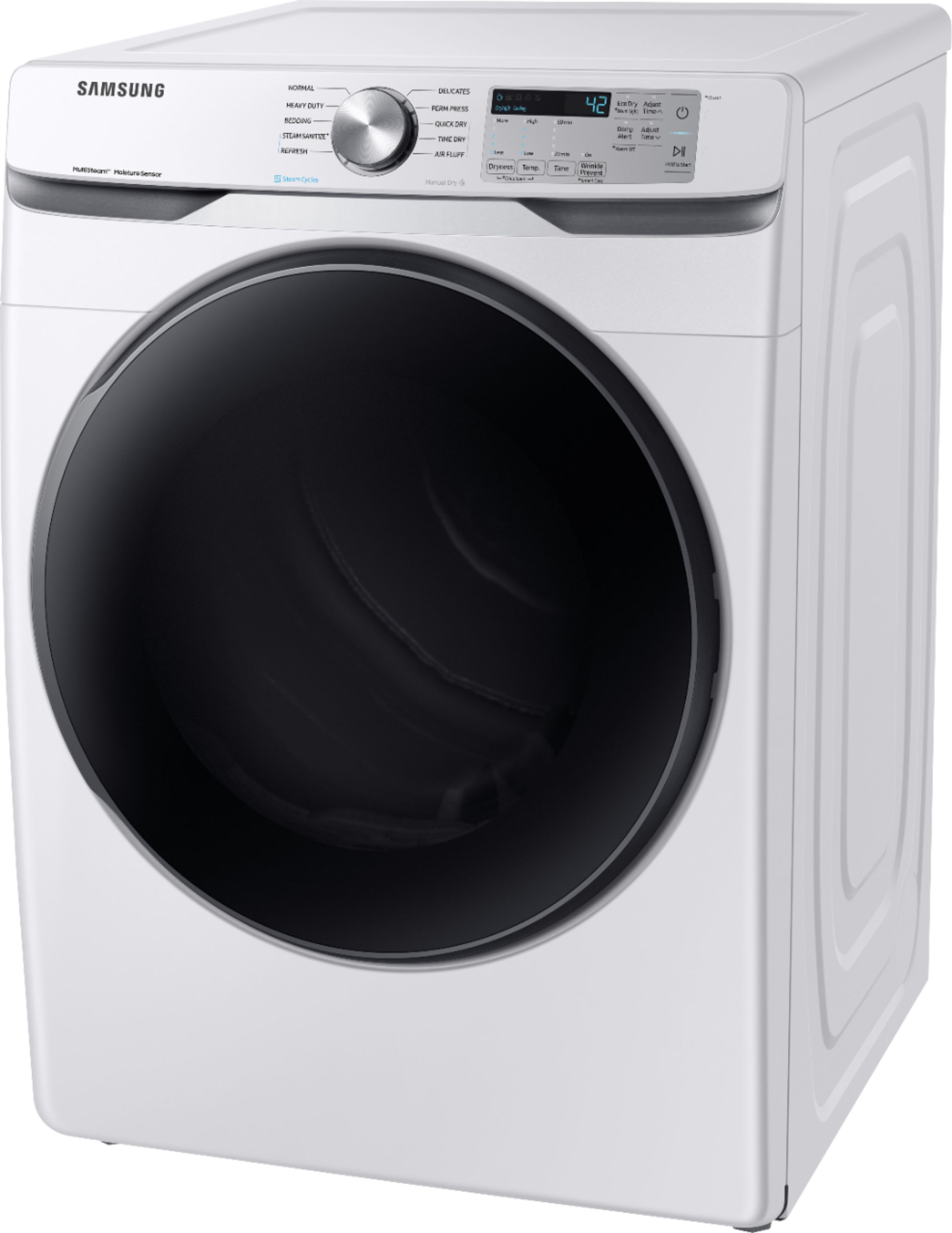 Left View: Samsung - 7.5 Cu. Ft. Gas Dryer with Steam and FlexDry - White