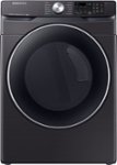 Front. Samsung - 7.5 Cu. Ft. Stackable Smart Electric Dryer with Steam and Sensor Dry - Black Stainless Steel.