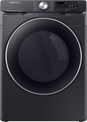 Samsung - 7.5 Cu. Ft. Stackable Smart Electric Dryer with Steam Sanitize+ and Sensor Dry - Black stainless steel
