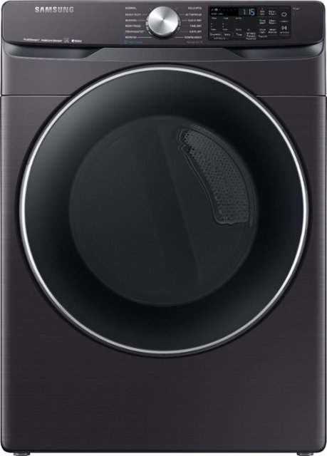 Samsung – 7.5 Cu. Ft. 12-Cycle Smart Wi-Fi Enabled Electric Dryer with Steam – Fingerprint Resistant Black Stainless Steel