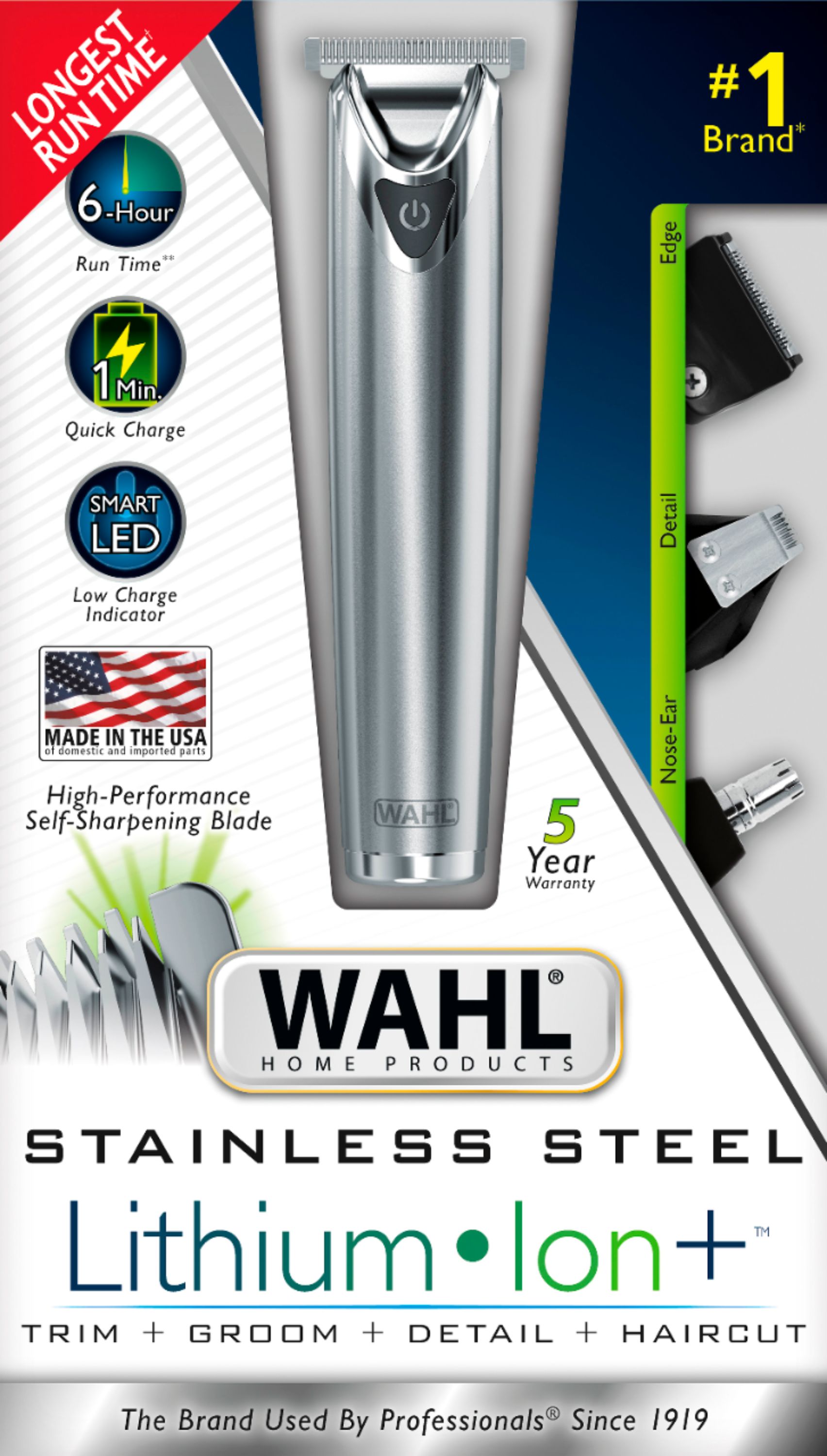 wahl clipper stainless steel beard trimmer 9818