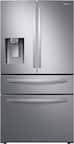 Front. Samsung - 28 Cu. Ft. 4-Door French Door Smart Refrigerator with FlexZone Drawer - Stainless Steel.