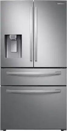 Front. Samsung - 28 Cu. Ft. 4-Door French Door Smart Refrigerator with FlexZone Drawer - Fingerprint Resistant Stainless Steel.