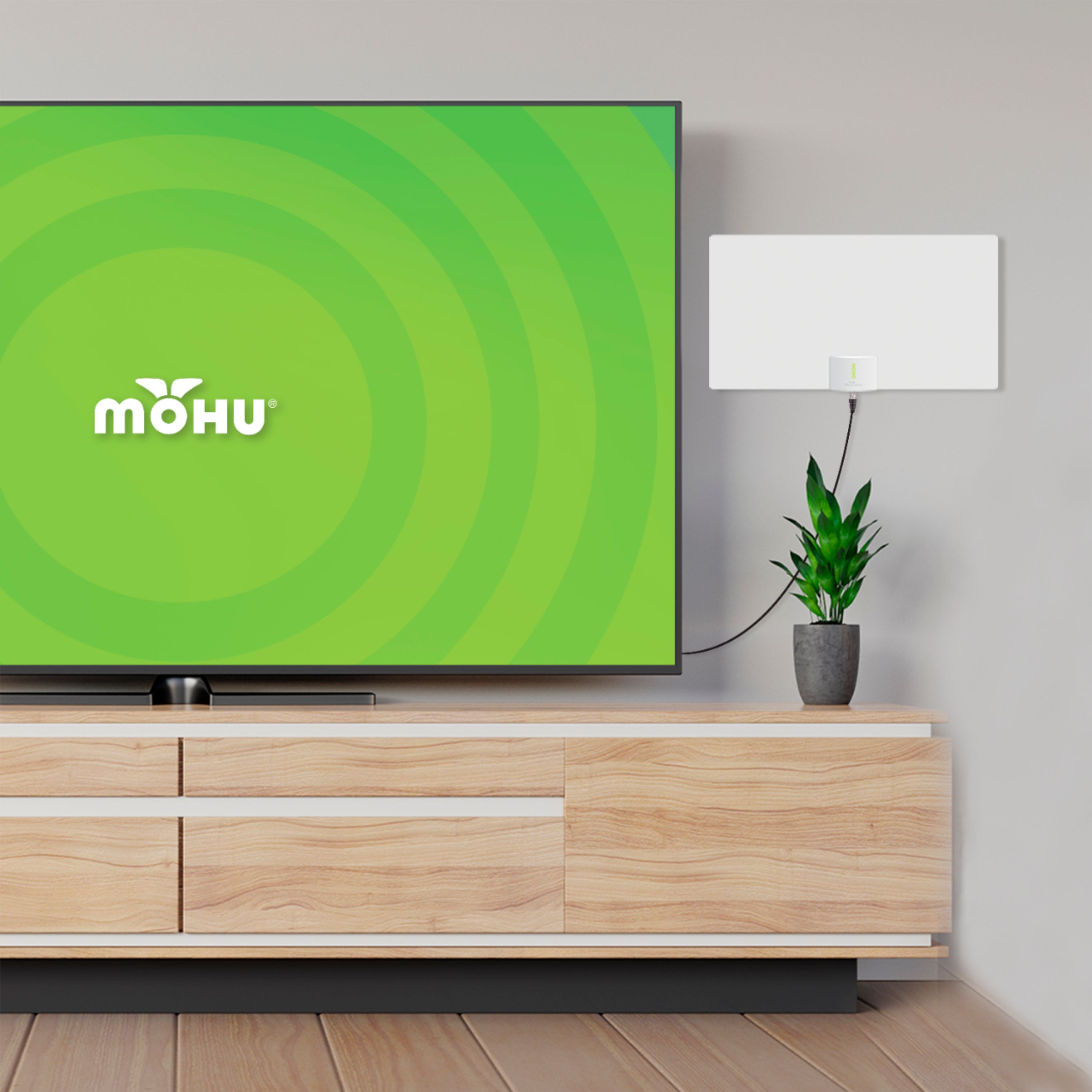 Left View: Mohu - Leaf Supreme Pro Indoor Amplified HDTV Antenna 65-Mile Range - Black/White