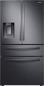 Samsung - 28 cu. ft. 4-Door French Door Fingerprint Resistant Refrigerator with FlexZone™ Drawer - Black stainless steel - Front_Standard