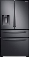 Samsung - 28  cu. ft. 4-Door French Door Smart Refrigerator with FlexZone Drawer - Black Stainless Steel - Front_Zoom