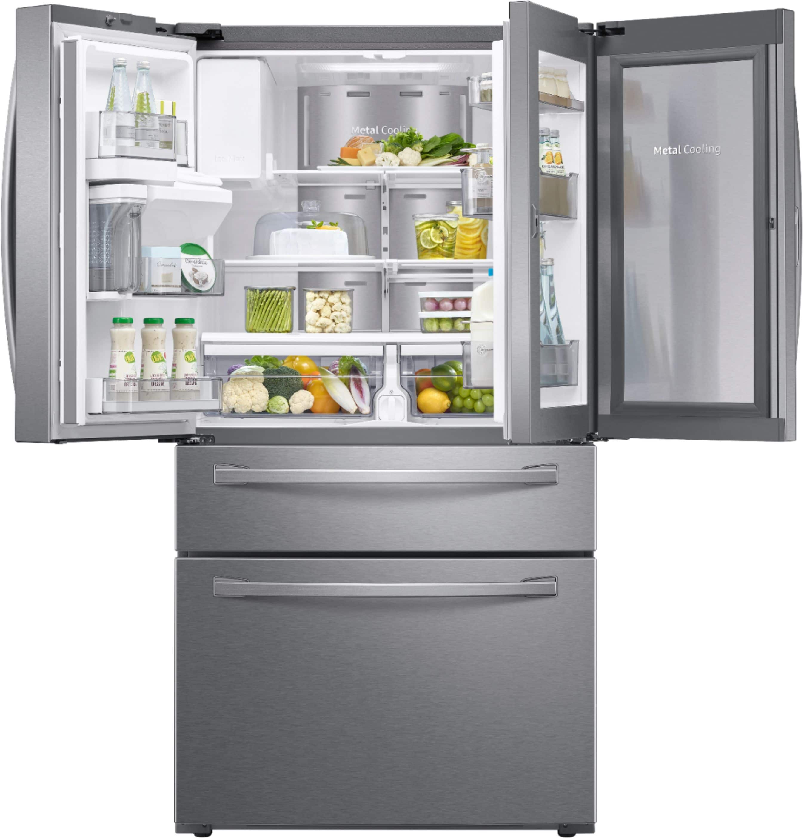 Alt View 1. Samsung - 27.8 cu. ft. 4-Door French Door Smart Refrigerator with Food Showcase - Stainless Steel.