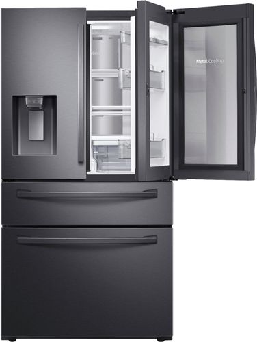 Samsung - 27.8 cu. ft. 4-Door French Door Refrigerator with Food Showcase Fingerprint Resistant - Black stainless steel was $3149.99 now $2299.99 (27.0% off)