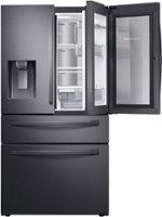 Samsung - 27.8 cu. ft. 4-Door French Door Smart Refrigerator with Food Showcase - Black Stainless Steel - Front_Zoom