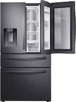 Samsung - 27.8 cu. ft. 4-Door French Door Fingerprint Resistant Refrigerator with Food Showcase - Black stainless steel - Front_Zoom