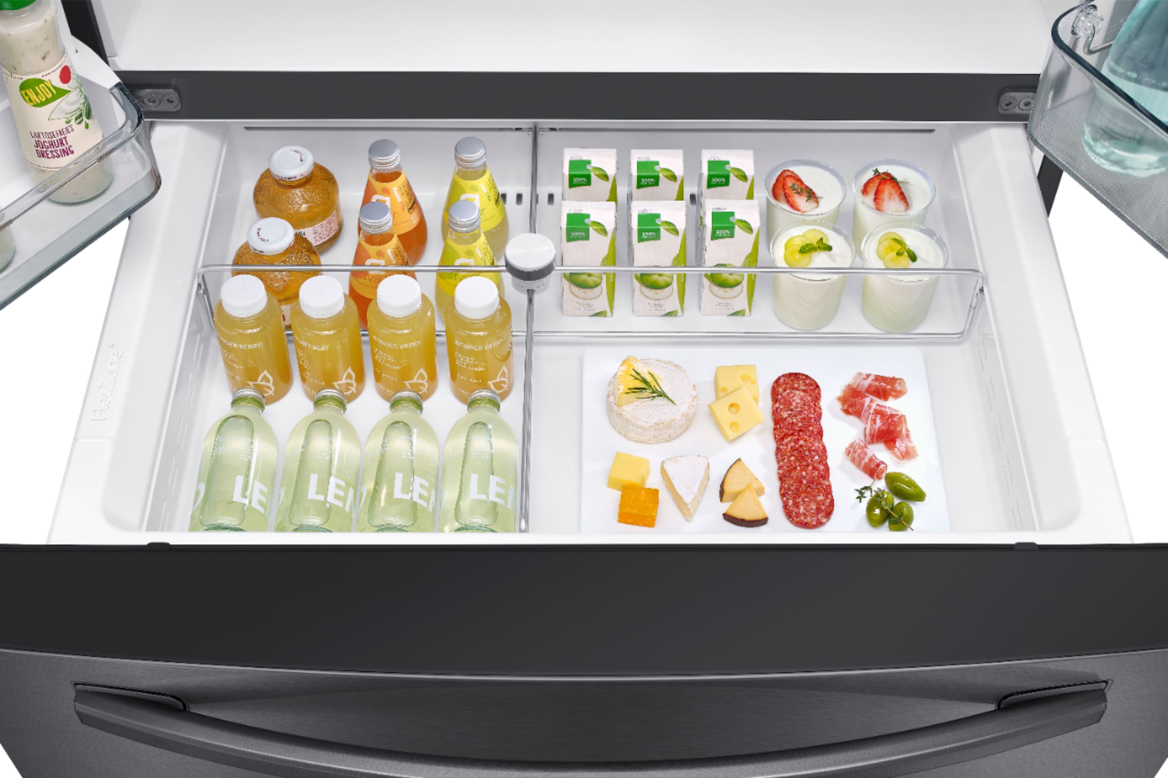 Alt View 23. Samsung - 27.8 cu. ft. 4-Door French Door Smart Refrigerator with Food Showcase - Black Stainless Steel.