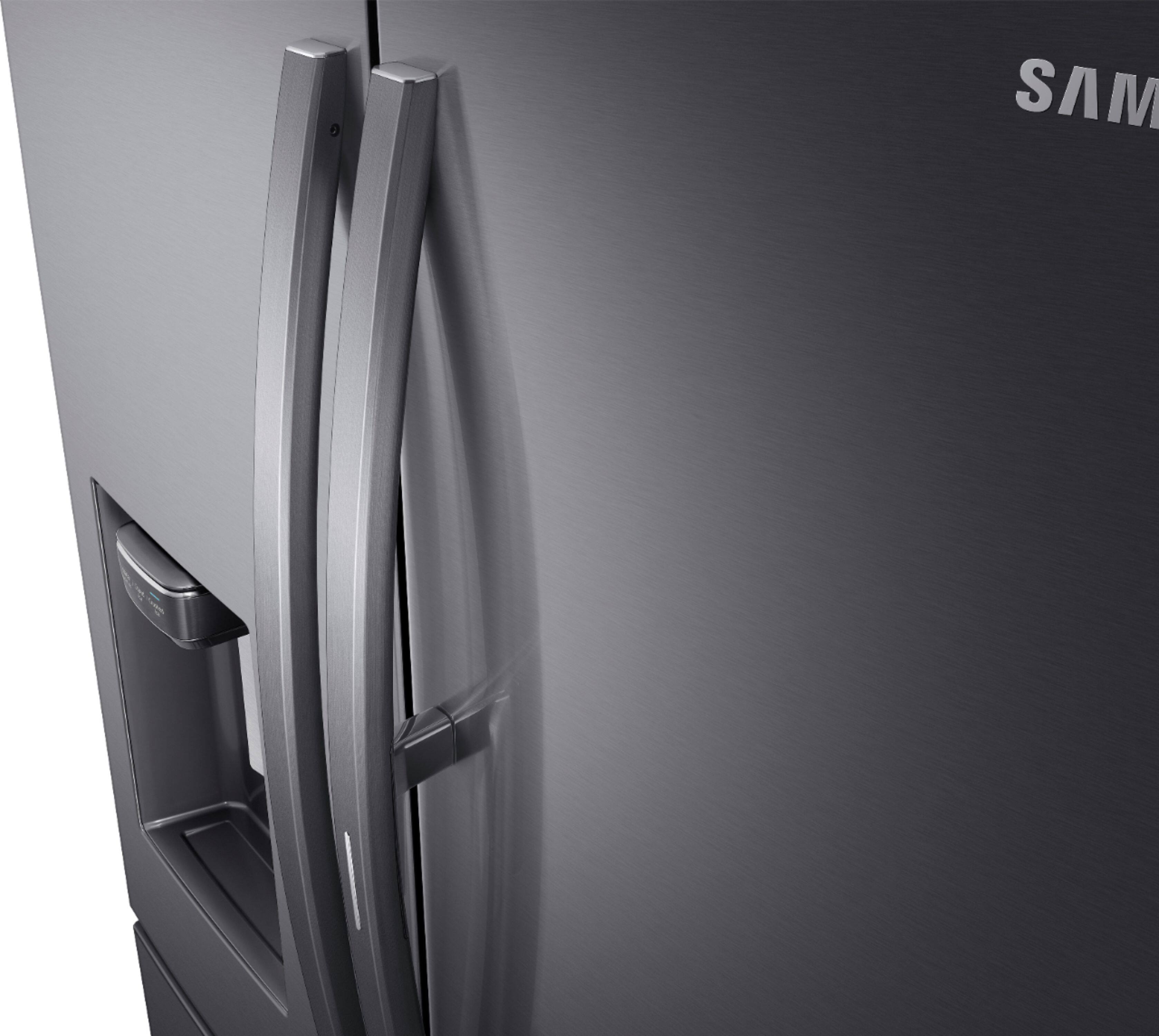 Alt View 5. Samsung - 27.8 cu. ft. 4-Door French Door Smart Refrigerator with Food Showcase - Black Stainless Steel.