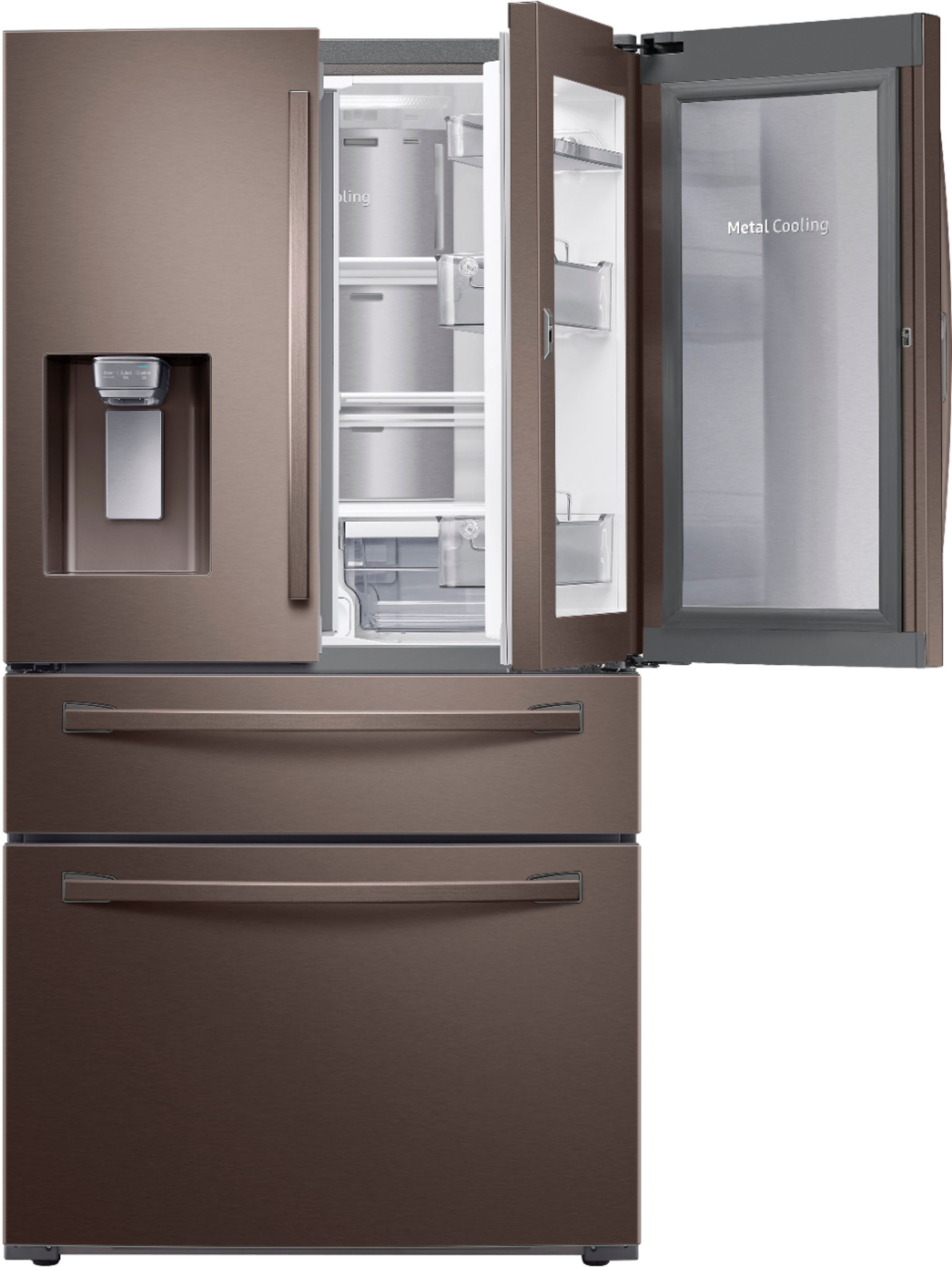 Samsung - 27.8 Cu. Ft. 4-Door French Door Refrigerator with Food Samsung Fridge Tuscan Stainless Steel