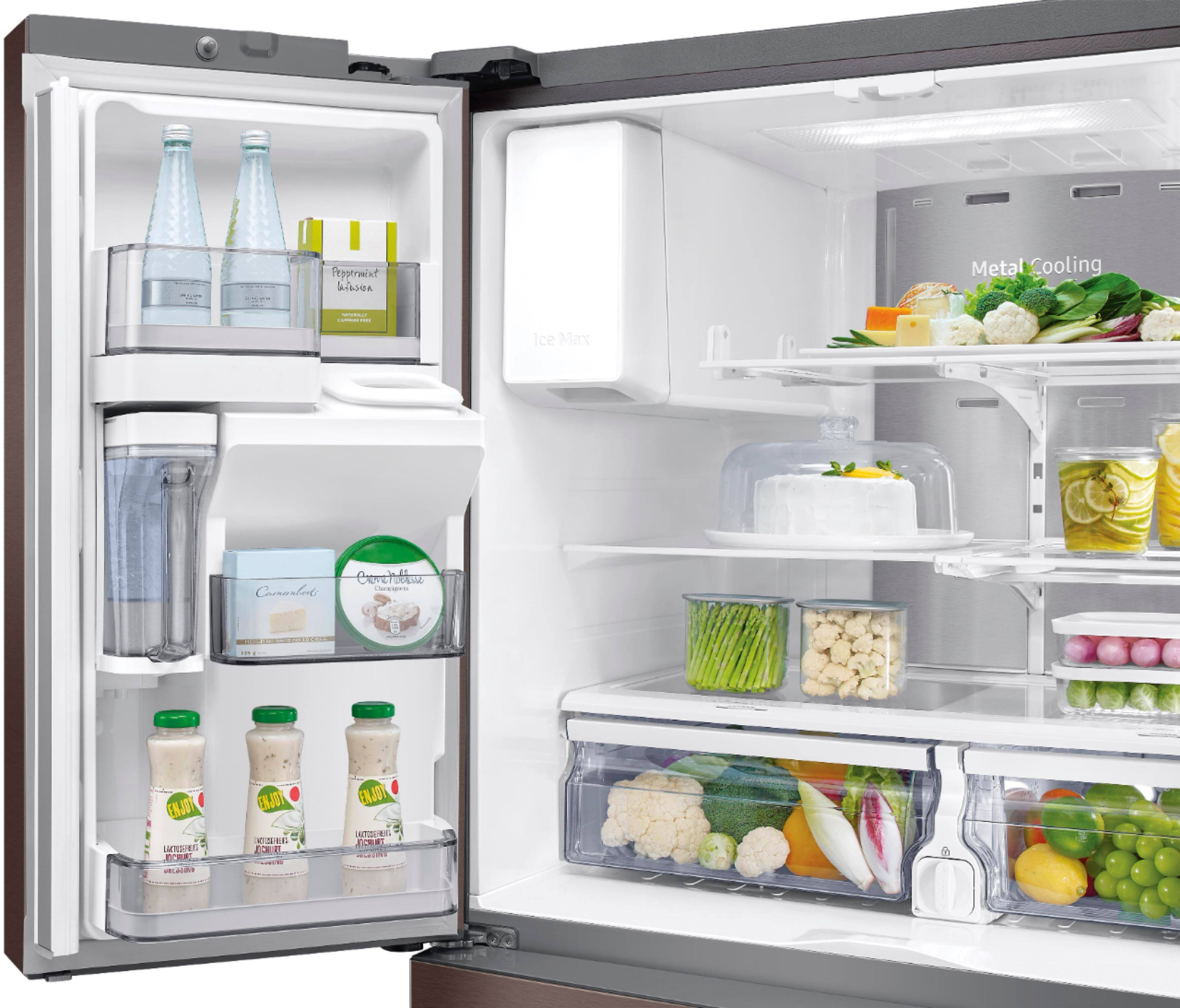 Alt View 14. Samsung - 27.8 Cu. Ft. 4-Door French Door Refrigerator with Food Showcase - Tuscan Stainless Steel.