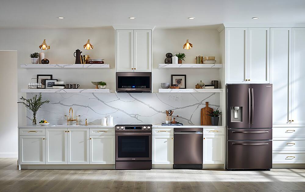 Alt View 21. Samsung - 27.8 Cu. Ft. 4-Door French Door Refrigerator with Food Showcase - Tuscan Stainless Steel.