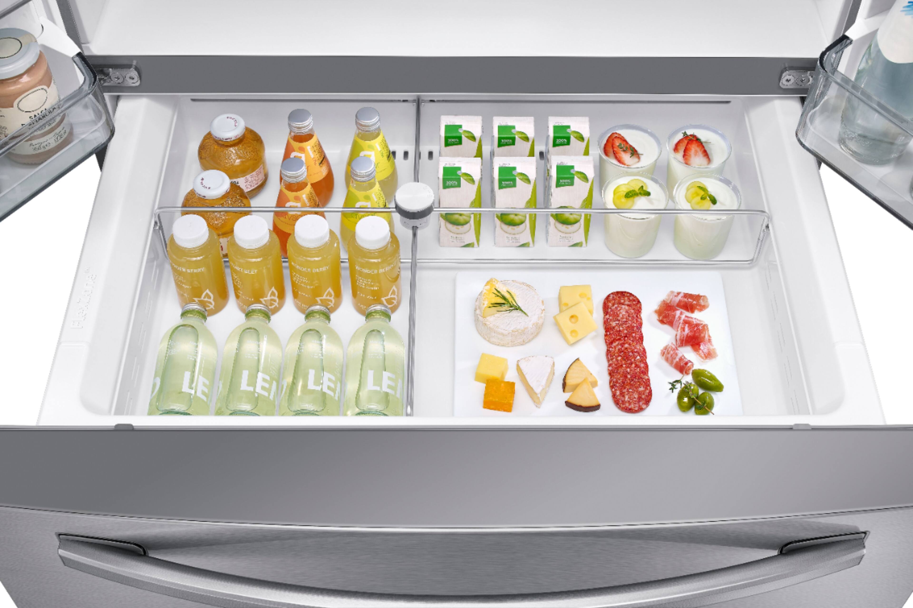 Alt View 17. Samsung - 22.6 cu. ft. 4-Door French Door Counter Depth Smart Refrigerator with FlexZone Drawer - Stainless Steel.