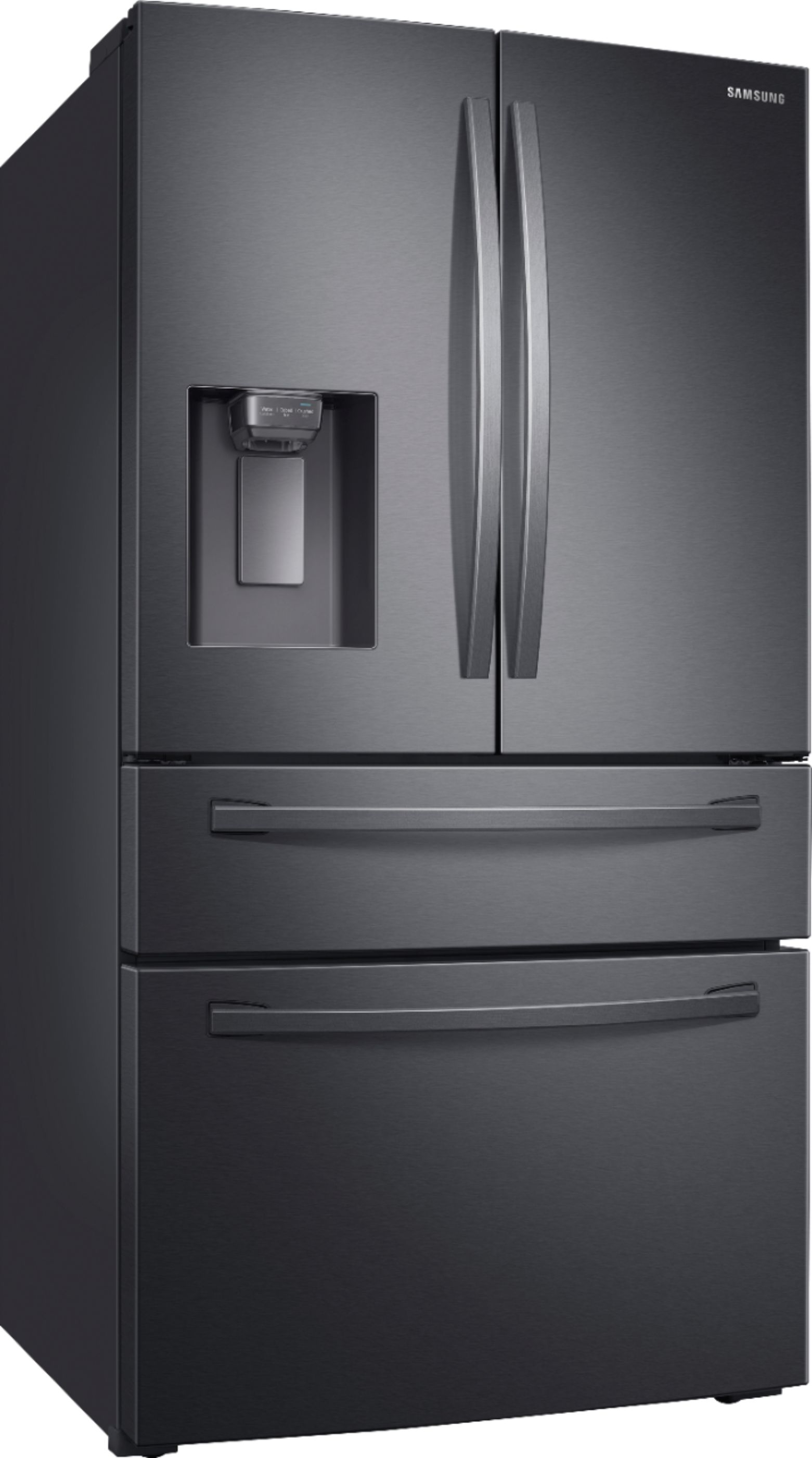 Angle View: Samsung - 22.6 cu. ft. 4-Door French Door Counter Depth Refrigerator with FlexZone™ Drawer - Black stainless steel