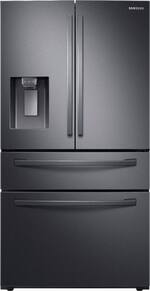 Samsung - 22.6 cu. ft. 4-Door French Door Counter Depth Refrigerator with FlexZone™ Drawer - Fingerprint Resistant Black Stainless Steel - Front_Standard