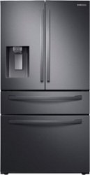 Samsung - 22.6 cu. ft. 4-Door French Door Counter Depth Refrigerator with FlexZone™ Drawer - Black Stainless Steel - Front_Zoom