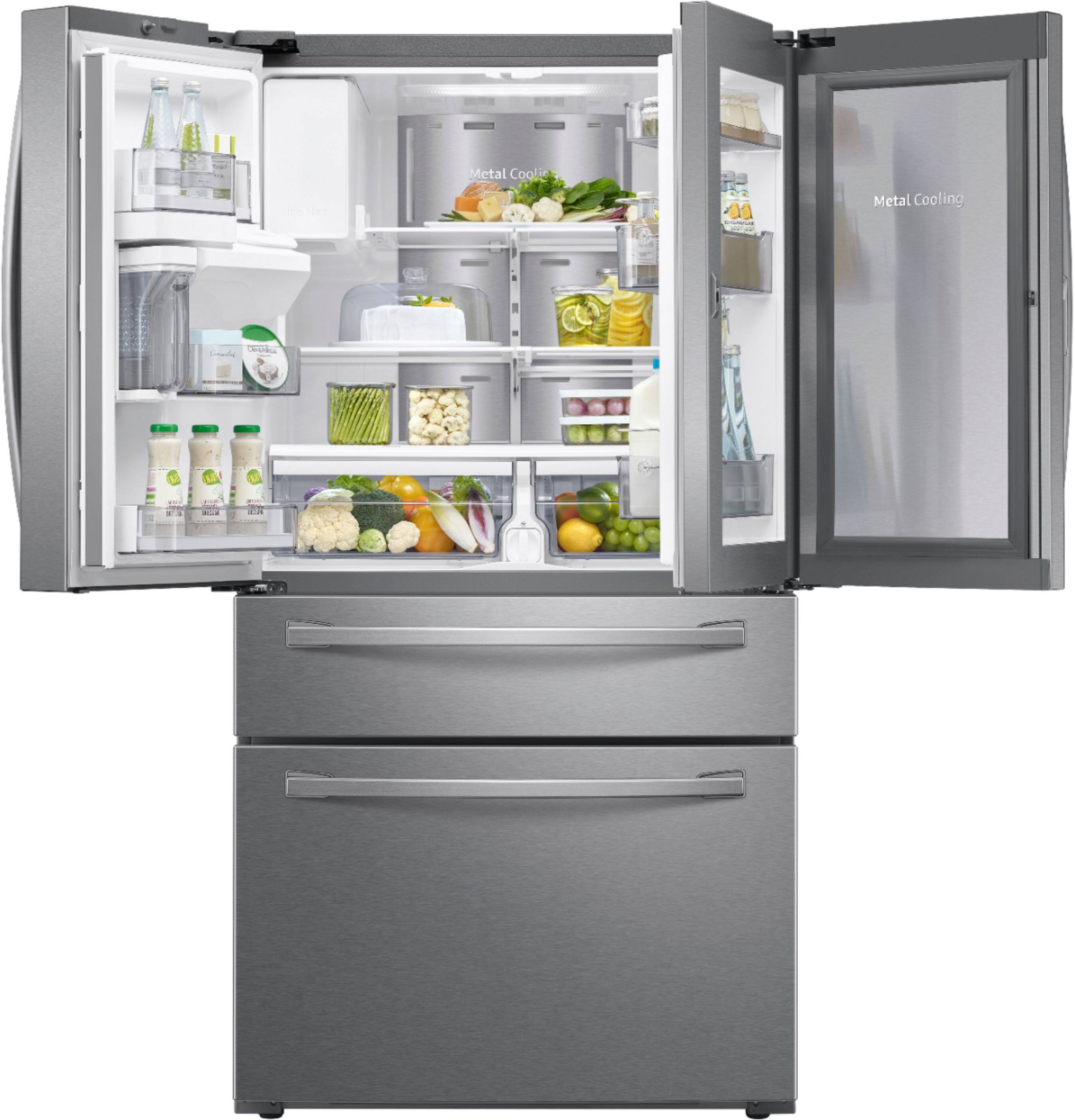 Alt View 1. Samsung - 22.4 cu. ft. 4-Door French Door Counter Depth Refrigerator with Food Showcase - Stainless Steel.