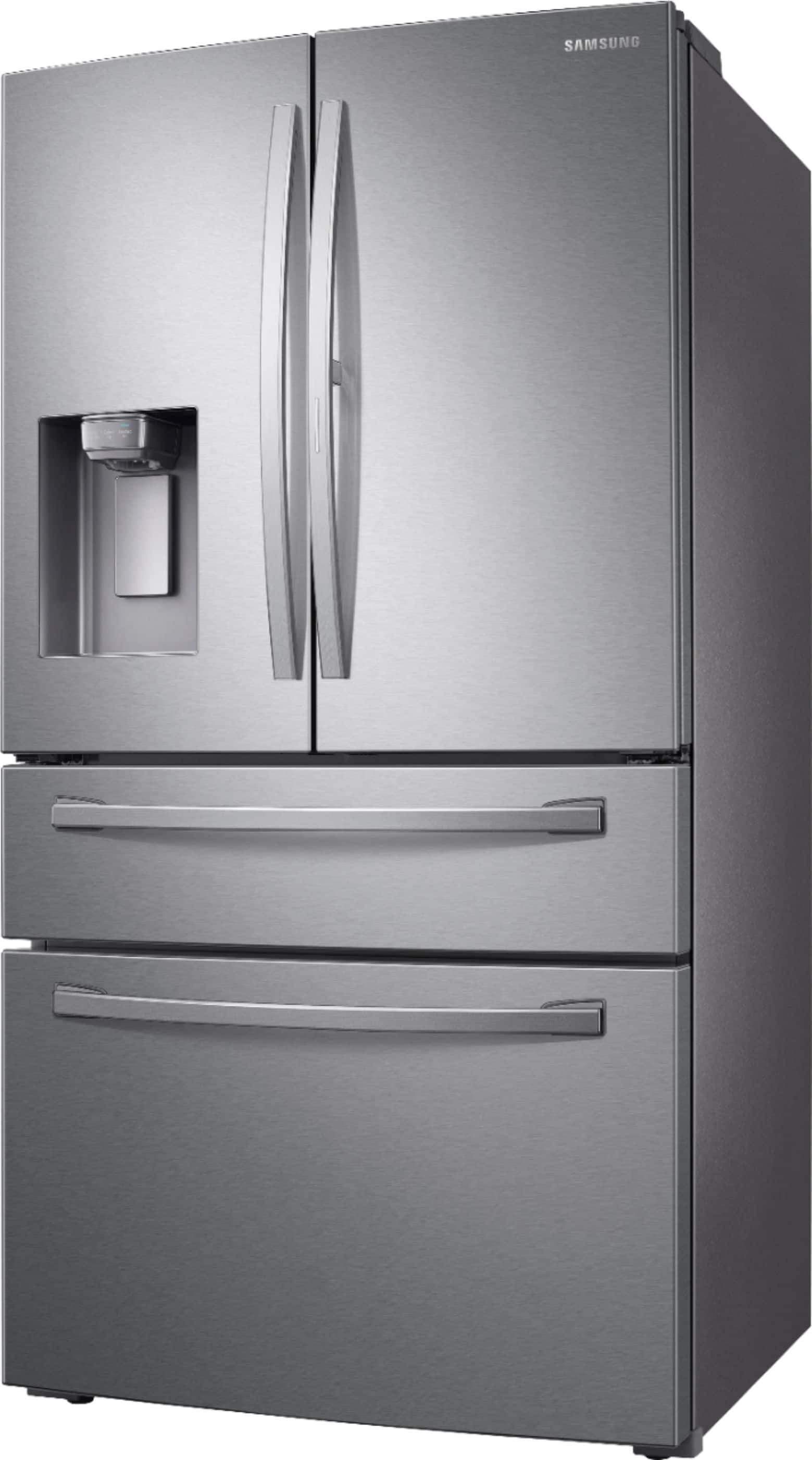 Left. Samsung - 22.4 cu. ft. 4-Door French Door Counter Depth Refrigerator with Food Showcase - Stainless Steel.