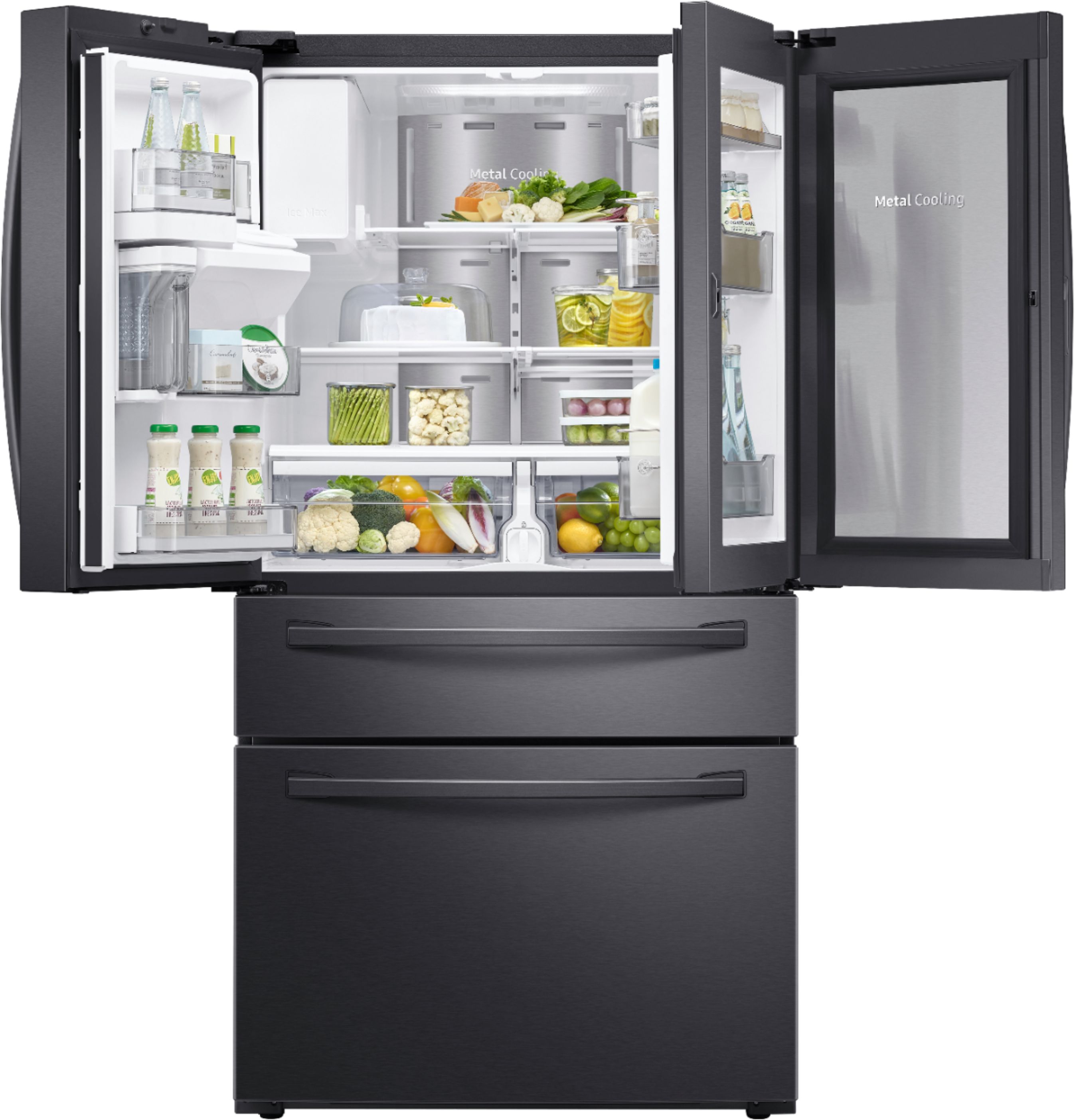 Samsung 22.4 cu. ft. 4-Door French Door Counter Depth Refrigerator with  Food Showcase Black stainless steel RF22R7351SG/AA - Best Buy