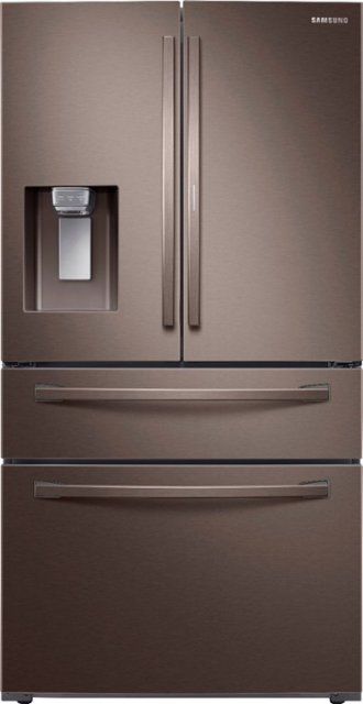 Samsung – 22.4 Cu. Ft. 4-Door French Door Counter-Depth Refrigerator with Food Showcase – Tuscan Stainless Steel