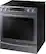 Left. Samsung - 5.8 Cu. Ft. Self-Cleaning Fingerprint Resistant Slide-In Electric Induction Convection Range - Black stainless steel.