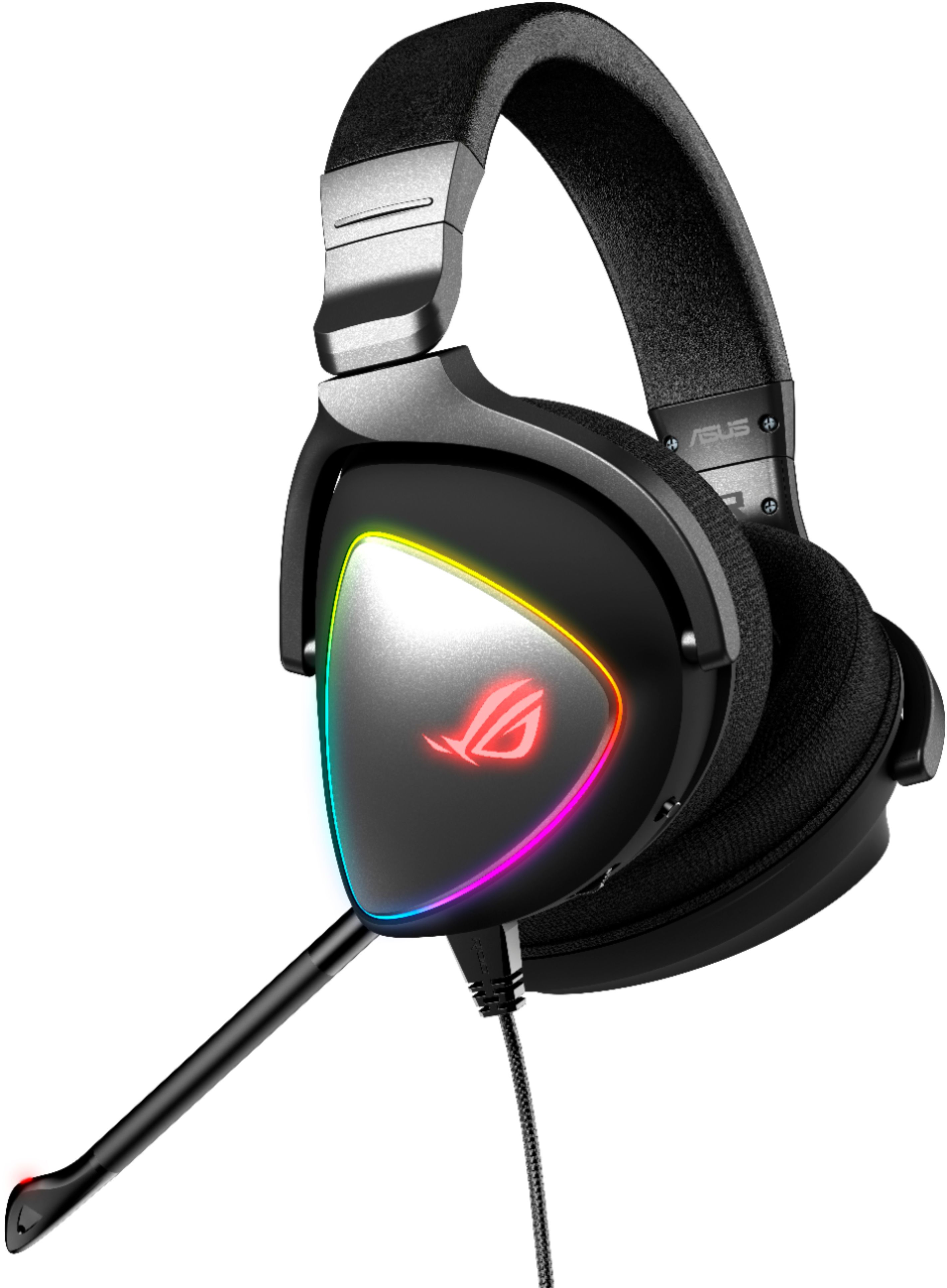 Left View: ASUS - ROG Delta RGB Wired Stereo Gaming Headset for PC, Mac, PS4, Nintendo Switch and Mobile Devices - Black