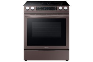 Samsung - 5.8 Cu. Ft. Self-Cleaning Slide-In Electric Convection Range - Tuscan Stainless Steel - Front_Zoom