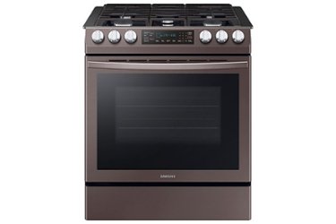 Samsung - 5.8 Cu. Ft. Self-Cleaning Slide-In Gas Convection Range - Tuscan Stainless Steel - Front_Zoom