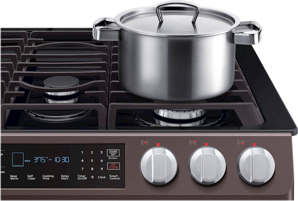 NE58R9431ST by Samsung - 5.8 cu. ft. Slide-In Electric Range in Tuscan  Stainless Steel