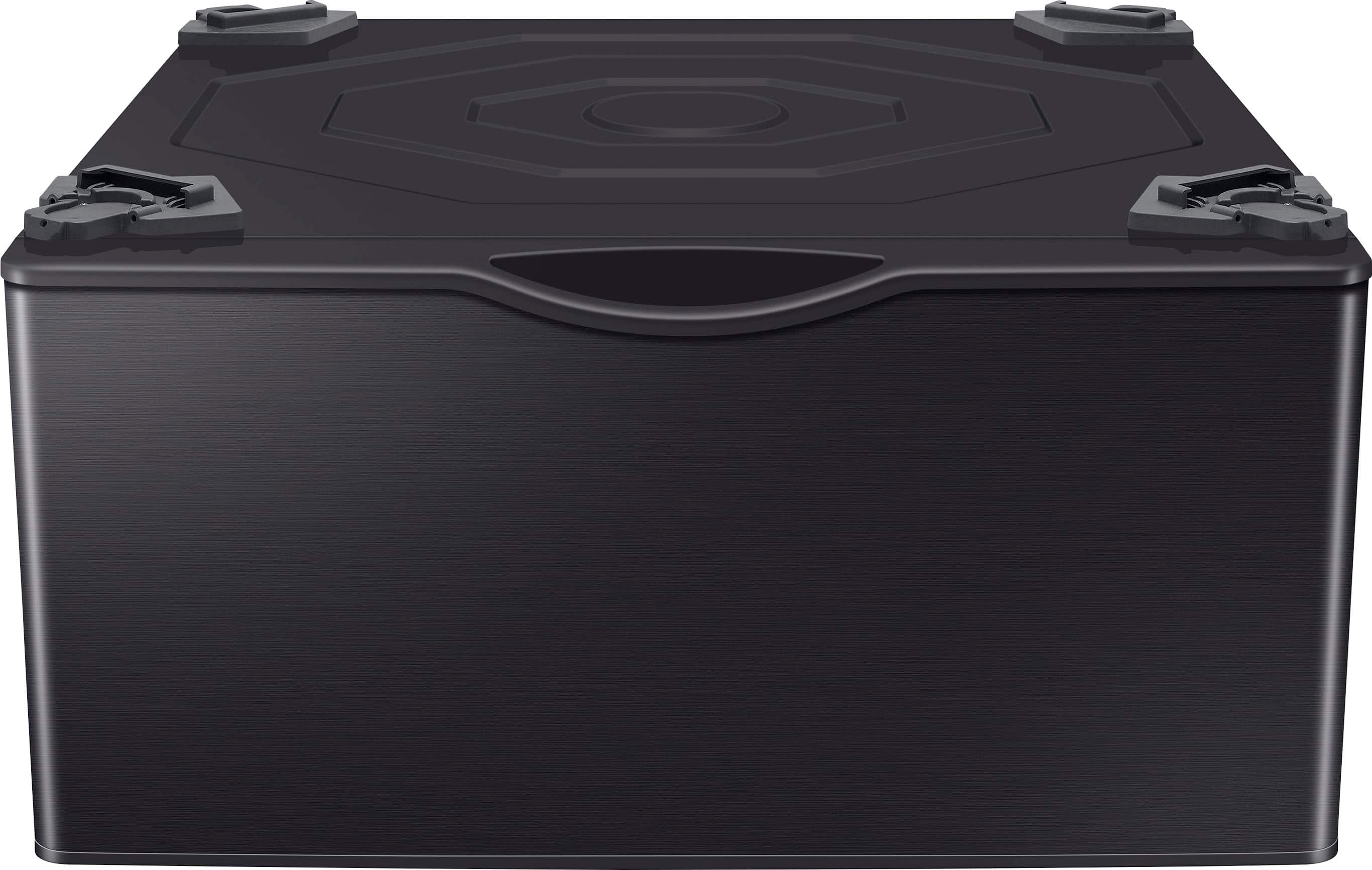 Front. Samsung - Washer/Dryer Laundry Pedestal with Storage Drawer - Brushed Black.