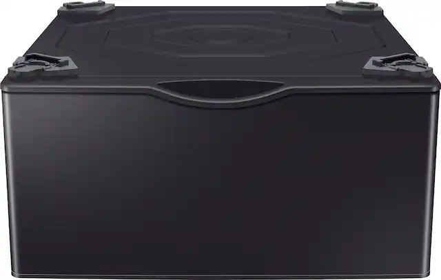 Front. Samsung - Washer/Dryer Laundry Pedestal with Storage Drawer - Brushed Black.
