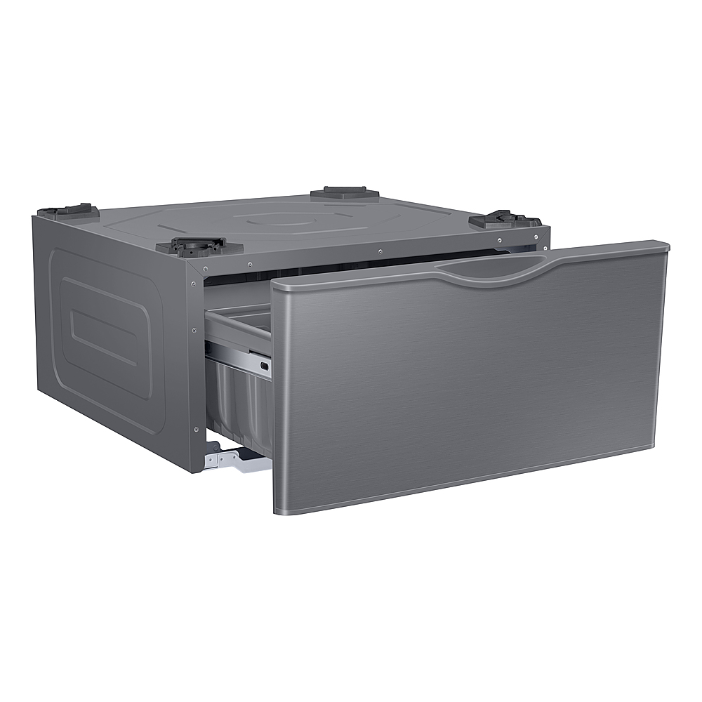 Angle View: Samsung - Washer/Dryer Laundry Pedestal with Storage Drawer - Platinum