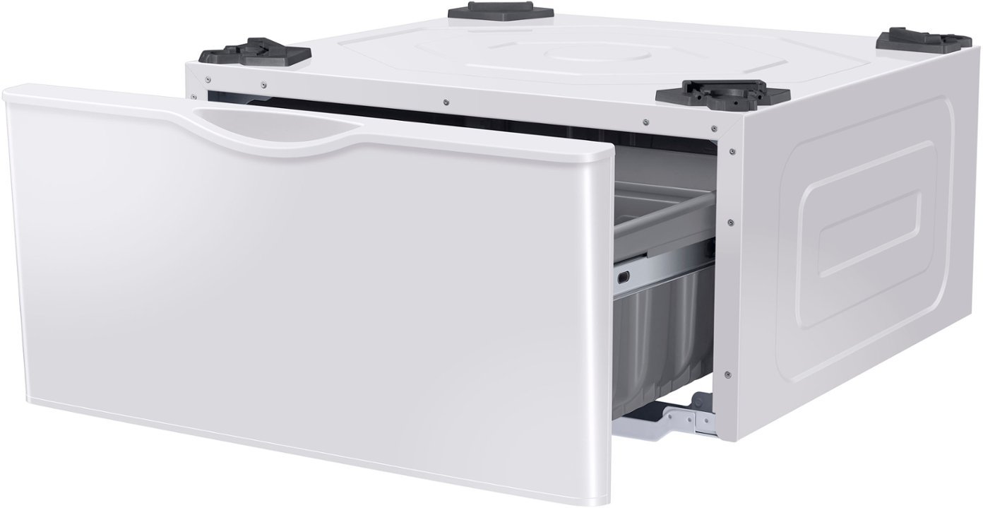 Zoom in on Left Zoom. Samsung - Washer/Dryer Laundry Pedestal with Storage Drawer - White.