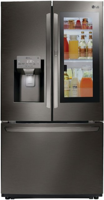 Front Zoom. LG - 21.9 Cu. Ft. French Door-in-Door Counter-Depth Refrigerator - Black stainless steel.
