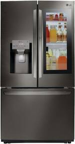 LG - 26 Cu. Ft. French Door-in-Door Refrigerator - PrintProof Black Stainless Steel - Front_Standard