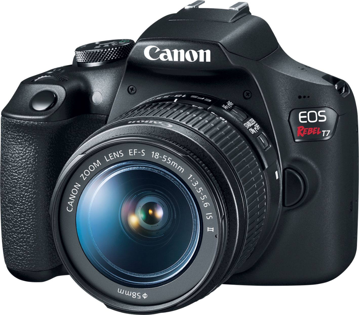 Left View: Canon - EOS Rebel T7 DSLR Video Camera with 18-55mm Lens - Black