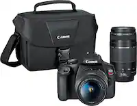 Canon - EOS Rebel T7 DSLR Video Two Lens Kit with EF-S 18-55mm and EF 75-300mm Lenses - Black - Front_Zoom