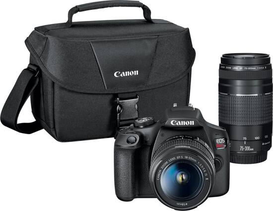 Front. Canon - EOS Rebel T7 DSLR Video Two Lens Kit with EF-S 18-55mm and EF 75-300mm Lenses.