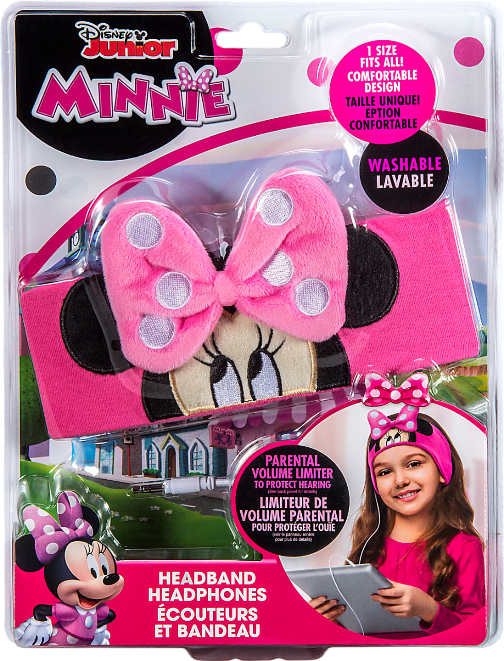 eKids - Minnie Mouse Headband Headphones - White/Pink/Black