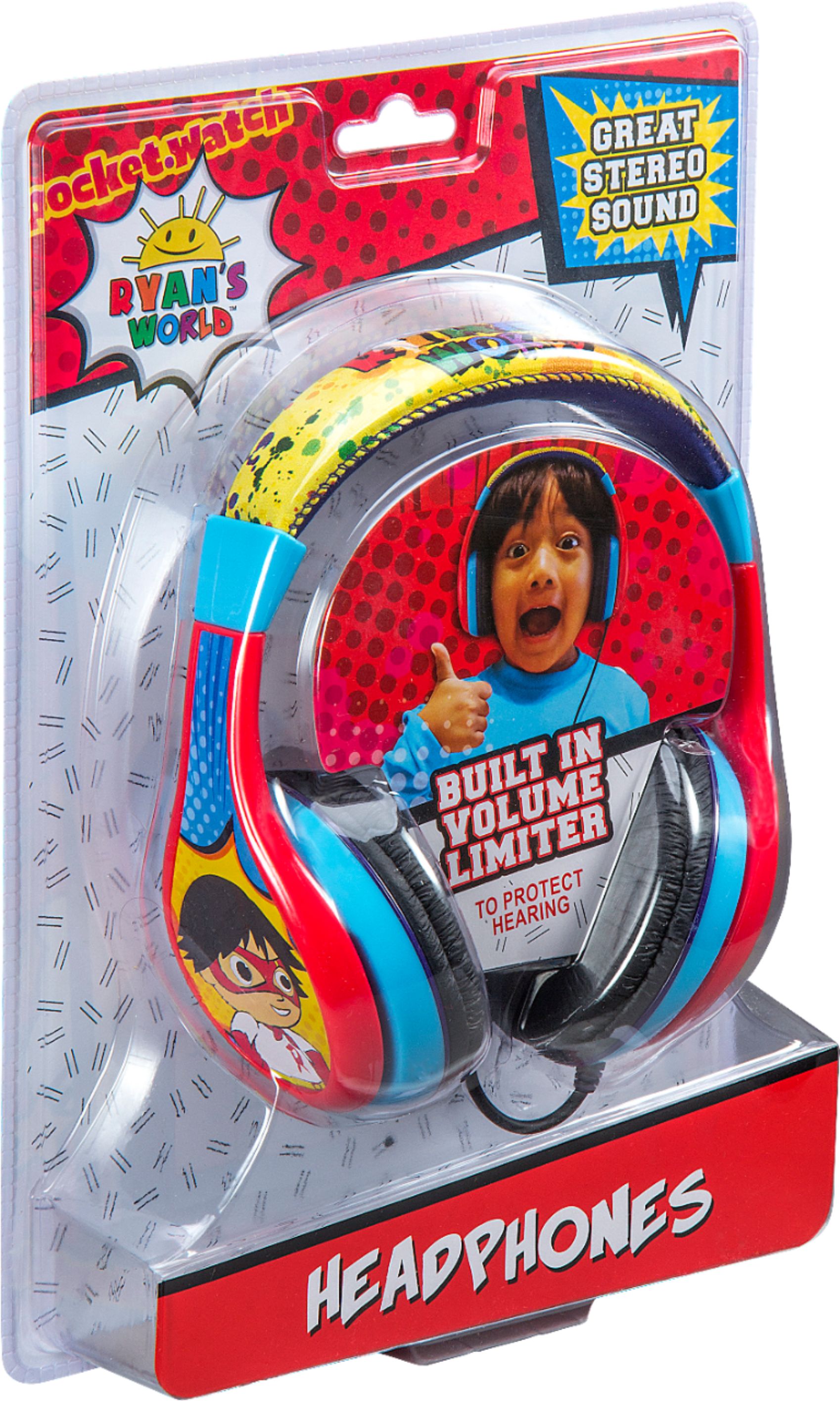 Angle View: eKids - Ryan's World Wired On-Ear Headphones - Yellow/Red/Blue/Black