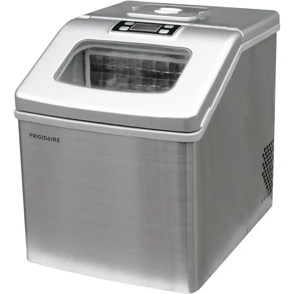 Front. Frigidaire - 13.3" 40-Lb. Freestanding Icemaker - Stainless Steel.