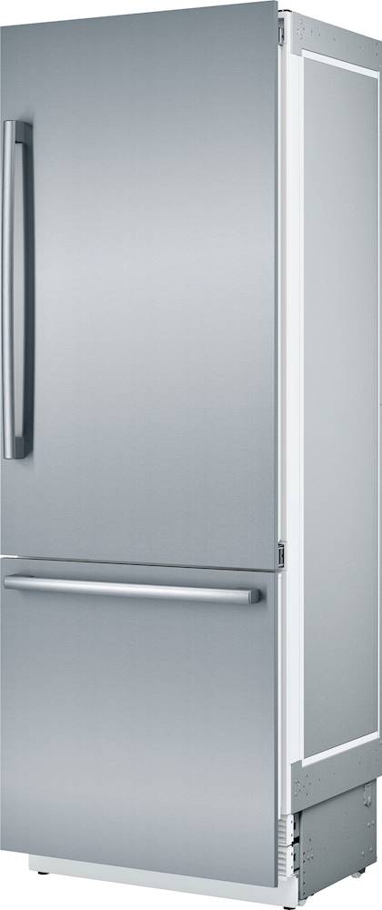 Left View: Bosch - Benchmark Series 16 Cu. Ft. Bottom-Freezer Built-In Refrigerator - Stainless steel