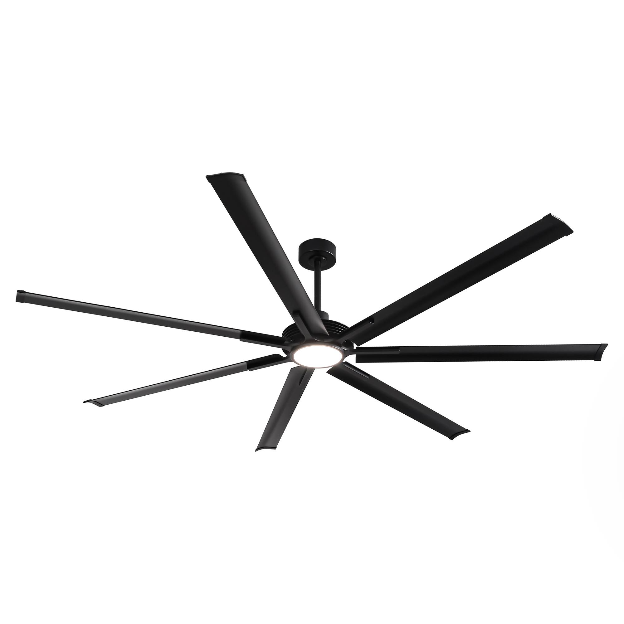 Alt View 6. Parrot Uncle - 120-inch Black Industrial Extra Large Commercial HVLS LED Ceiling Fan with 8 Aluminum Blades and Remote Control - Black.